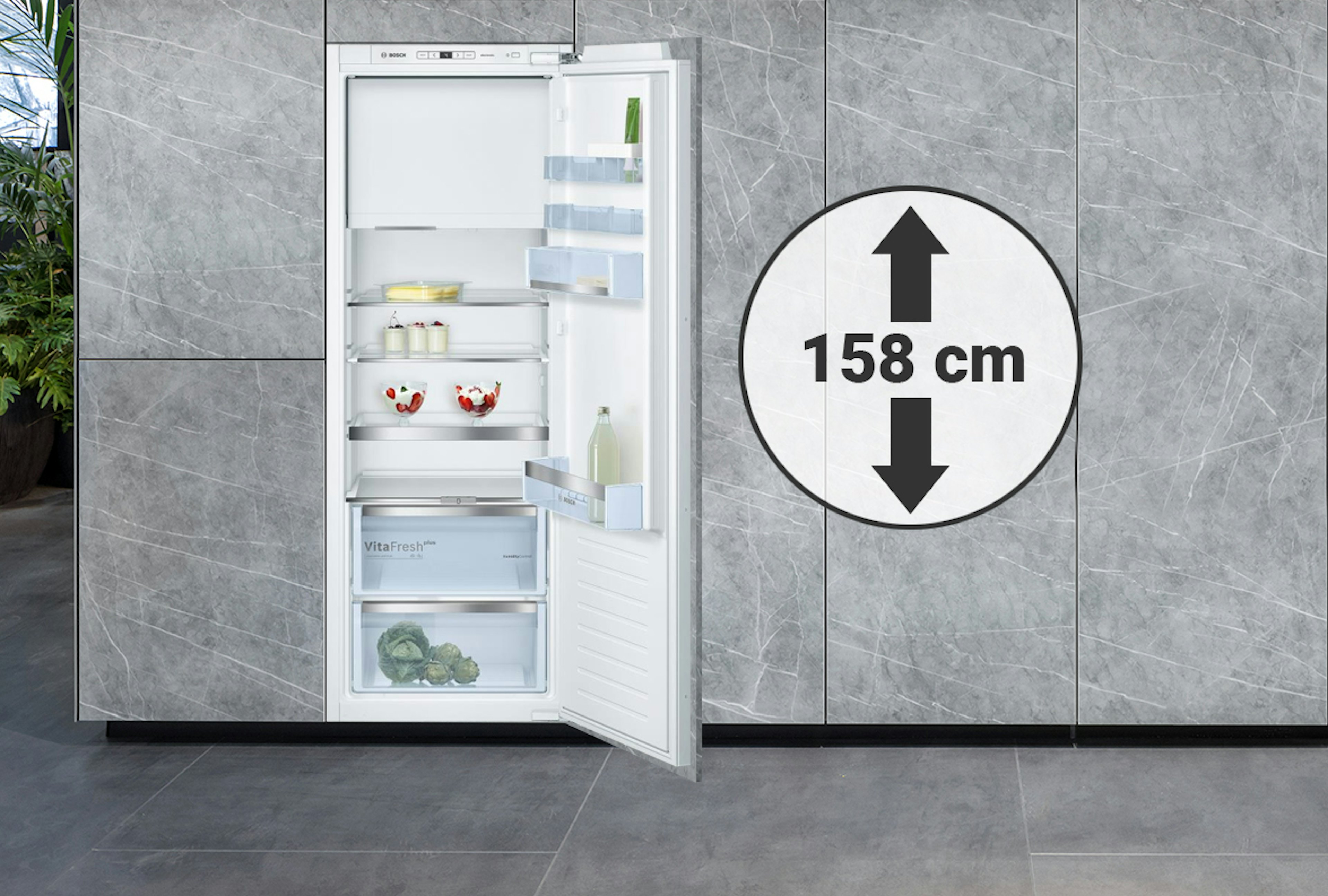 Inbouw koelkasten geschikt voor een nis van rond de 158 cm hoog
