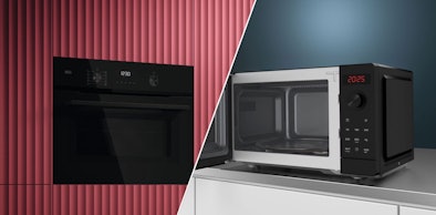 Vergelijking AEG inbouw magnetron en vrijstaande grote magnetron naast elkaar voor keuzehulp bij plaatsing