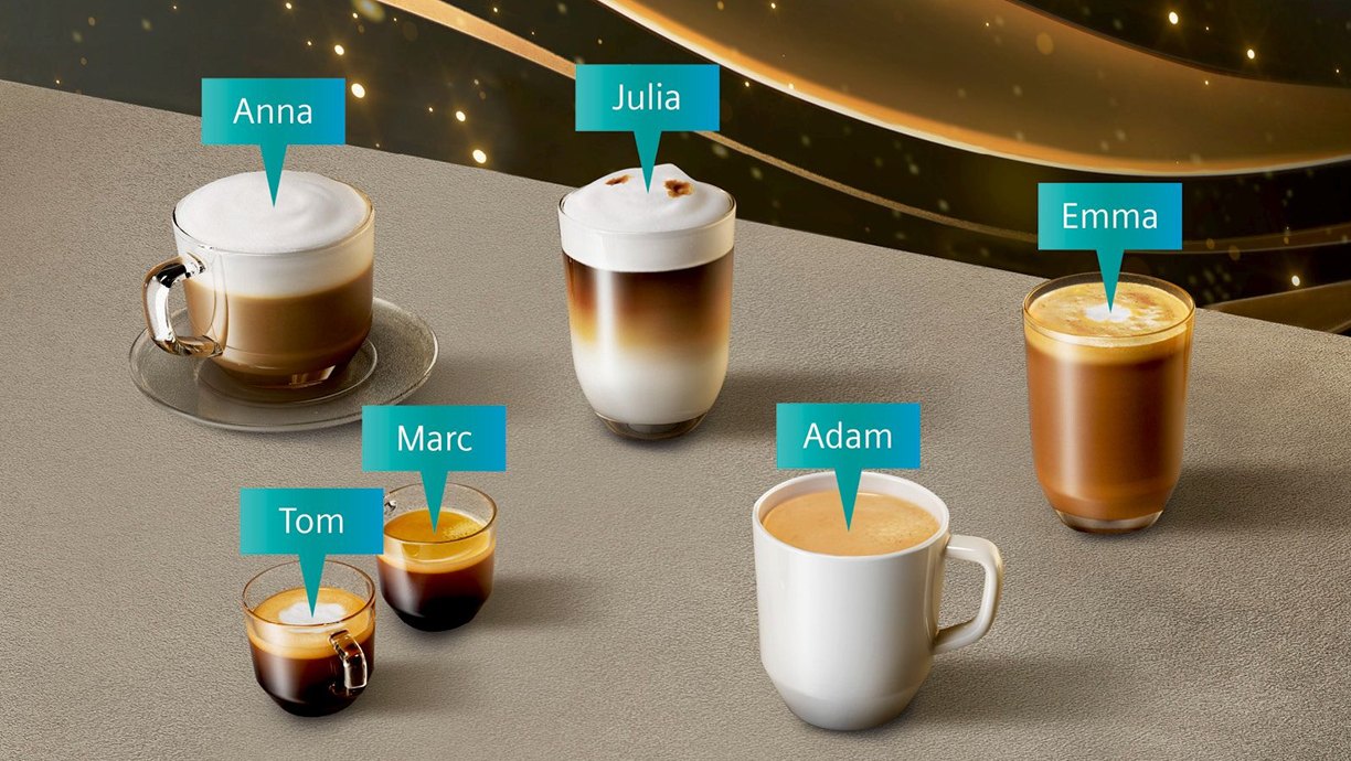 Onthoudt maximaal zes gebruikers: individualCoffee System.