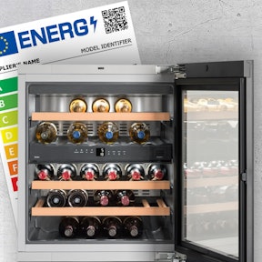 Toon informatie over het energielabel voor een wijnkast