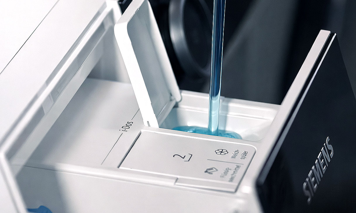 Siemens i-Dos reservoir met automatische wasmiddeldosering in wasmachine