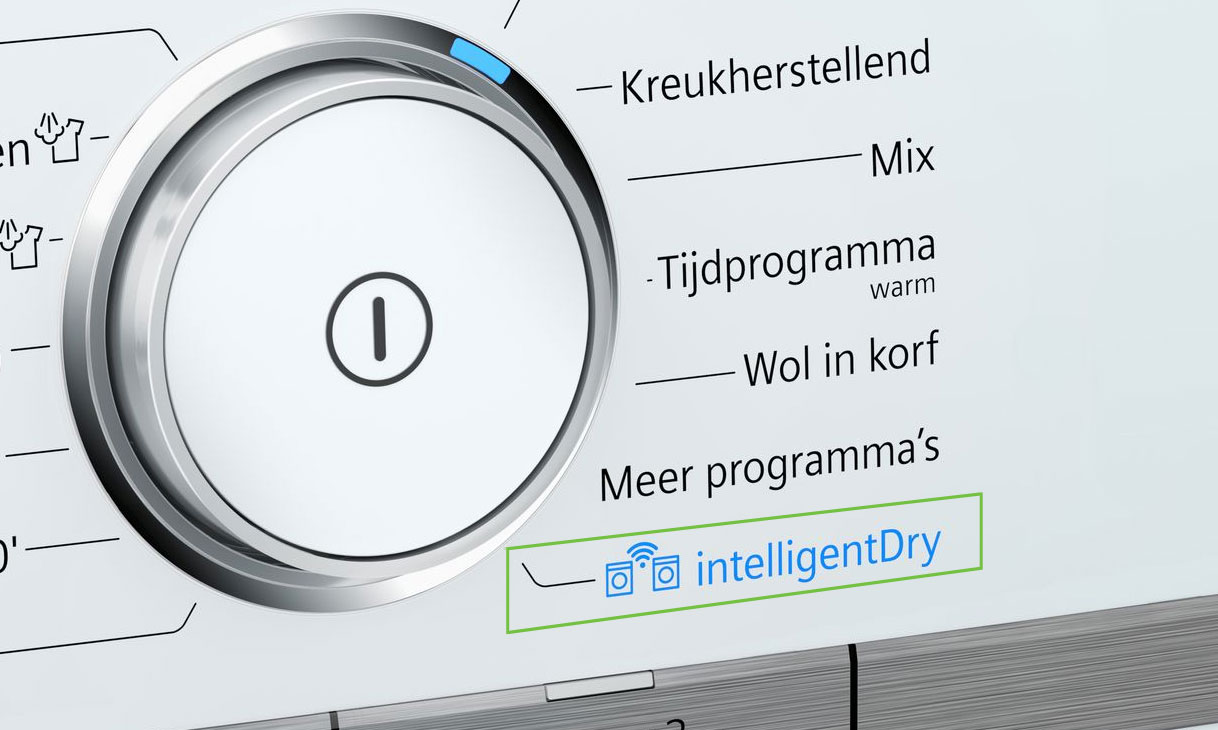 Siemens droger bedieningspaneel met intelligentDry functie en droogprogramma's