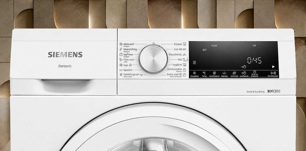 Siemens iQ300 was-droogcombinatie met bedieningspaneel voor 8 kg wassen en 5 kg drogen
