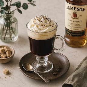 Irish coffee met whiskey en een laag room