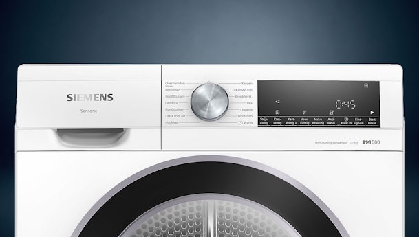 Siemens iSensoric droger met bedieningspaneel en droogprogramma's