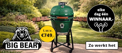 Maak elke dag kan op een GRATIS Kamado Big Bear Green BBQ