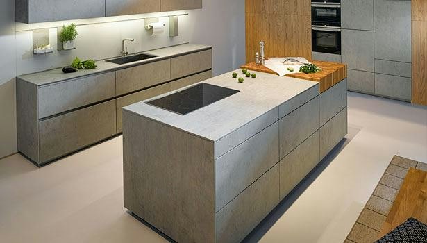 Design keuken met een betonnen uitstraling