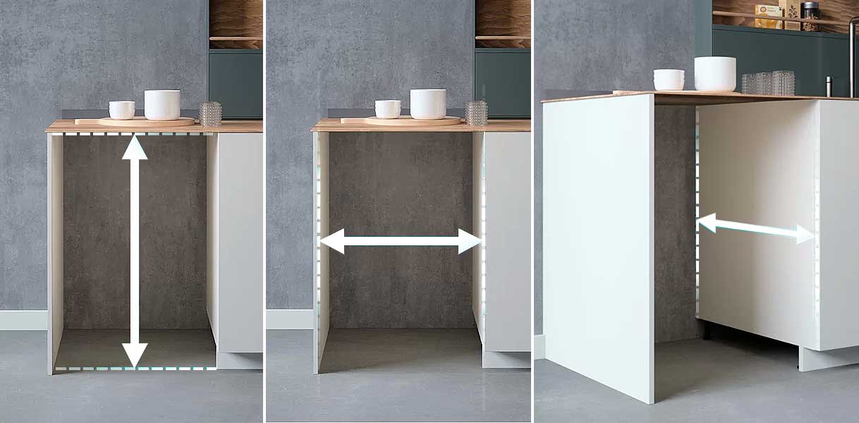 Nauwkeurig opmeten van nis voor vaatwasser: hoogte, breedte en diepte controleren.