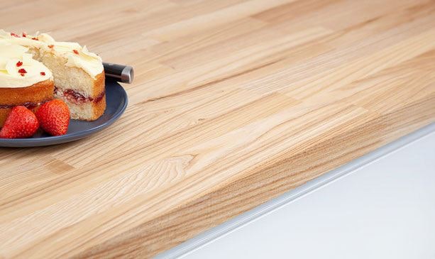 Keukenwerkblad in essen houtsoort