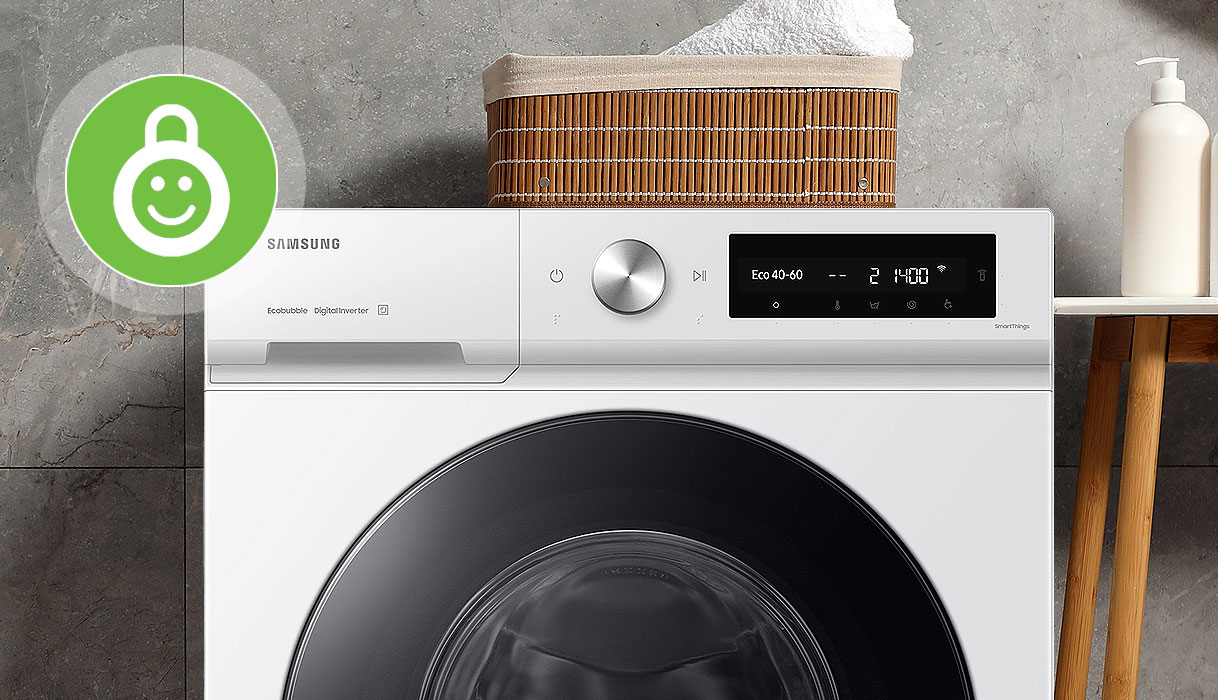 Samsung EcoBubble wasmachine met kinderslot icoon