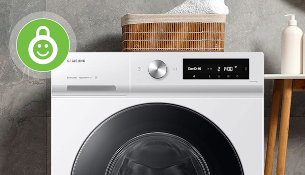 Samsung EcoBubble wasmachine met kinderslot icoon
