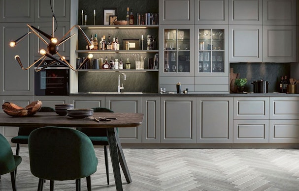 Klassieke rechte woonkeukenopstelling