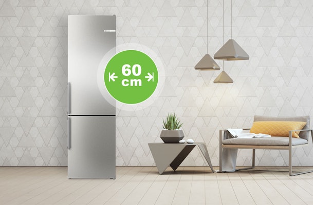Rvs koelkast 60 cm breed in moderne woonkamerstijl