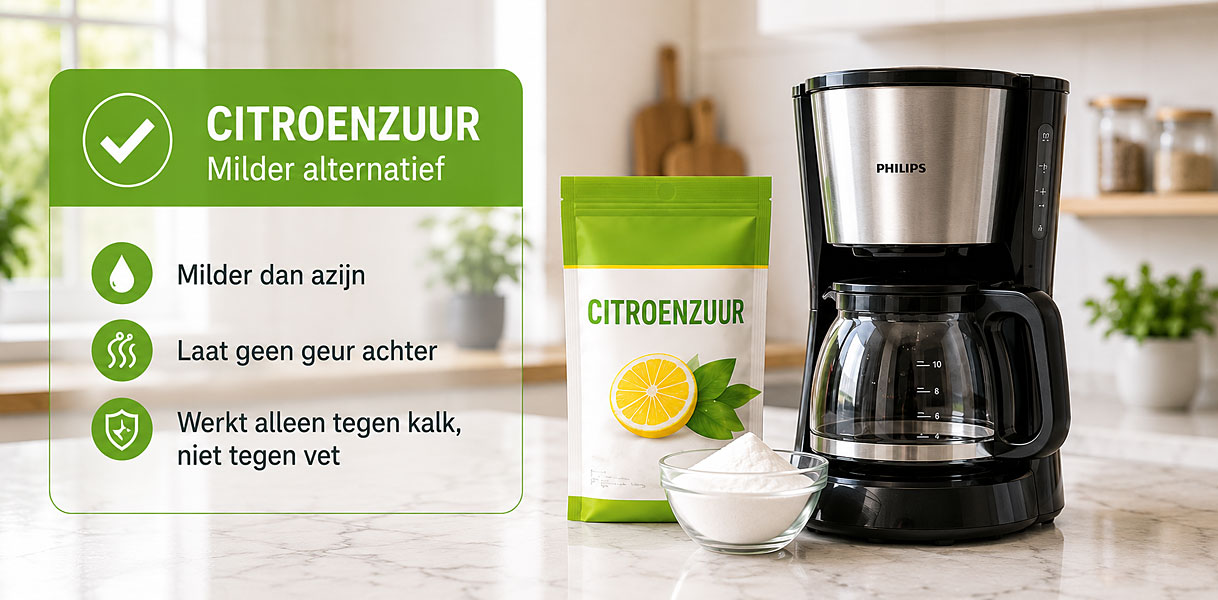 Koffiezetapparaat ontkalken met citroenzuur als alternatief voor azijn