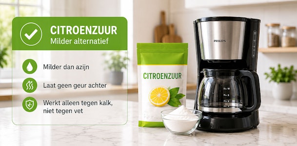 Koffiezetapparaat ontkalken met citroenzuur als alternatief voor azijn