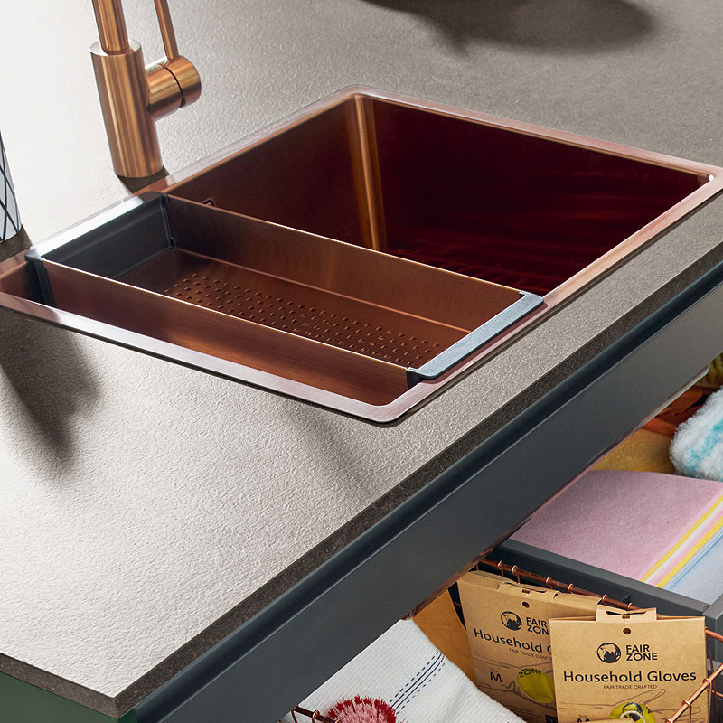 Koperen spoelbak keukenkraan