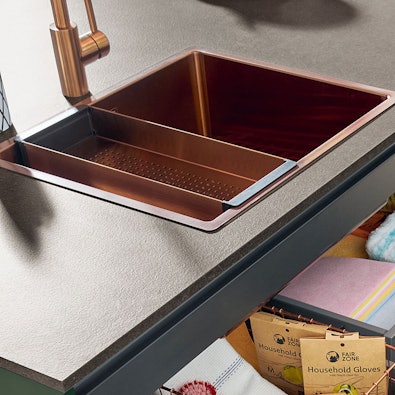 Koperen spoelbak keukenkraan