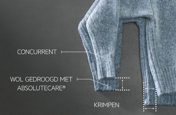 Krimpen bij het drogen van wollen kleding.