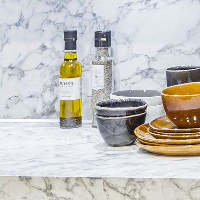 Kunststof aanrechtblad in marmer look