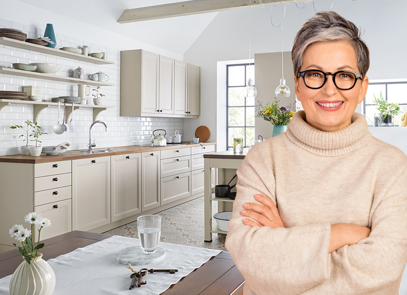 Landelijke keuken van Bemmel & Kroon in lichte tinten met houten werkblad en witte metrotegels