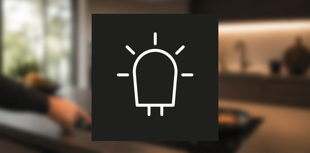 LED-lamp icoon voor de heldere en energiezuinige verlichting op je kookplaat van de Bauknecht afzuigkap