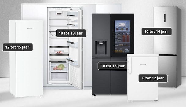 De levensduur per koelkast type