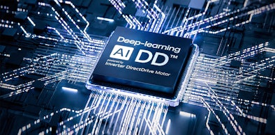 AI DD-motor van LG die het wasgoed herkent en de trommelbewegingen aanpast aan de stof