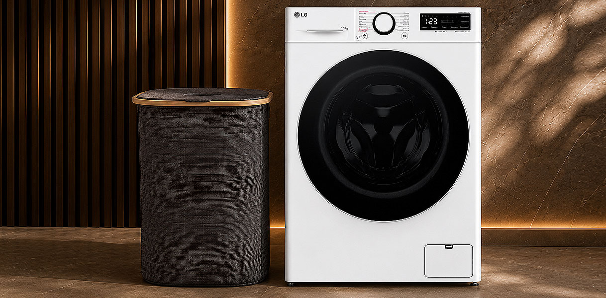 LG was-droogcombinatie voor een gemiddeld gezin die 9 kg wast en 6 kg droogt