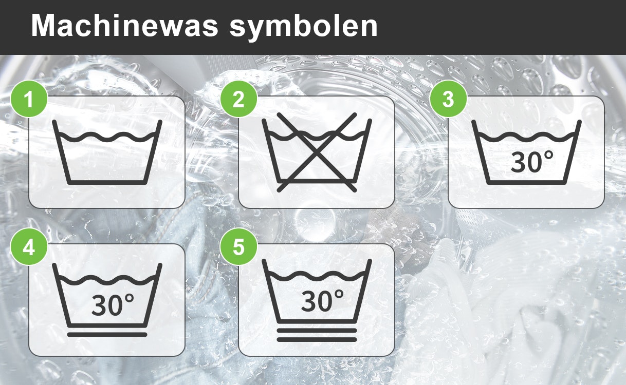 Symbolen voor wasgoed bij machinewas.