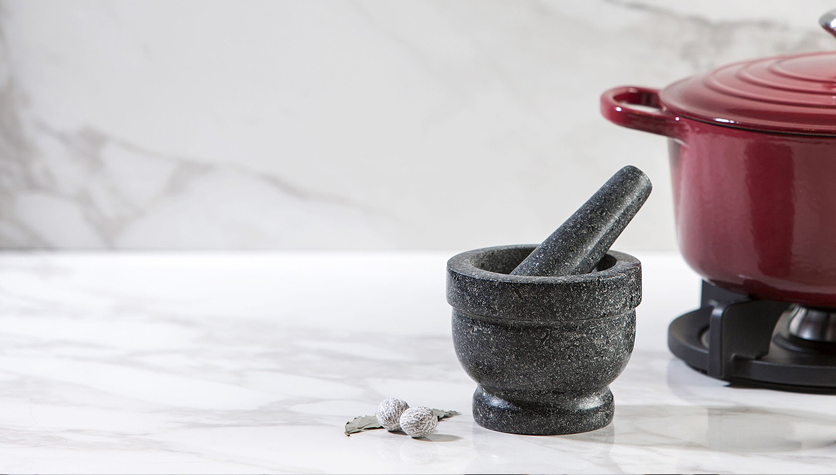 Keukenwerkblad in Marmer-look.