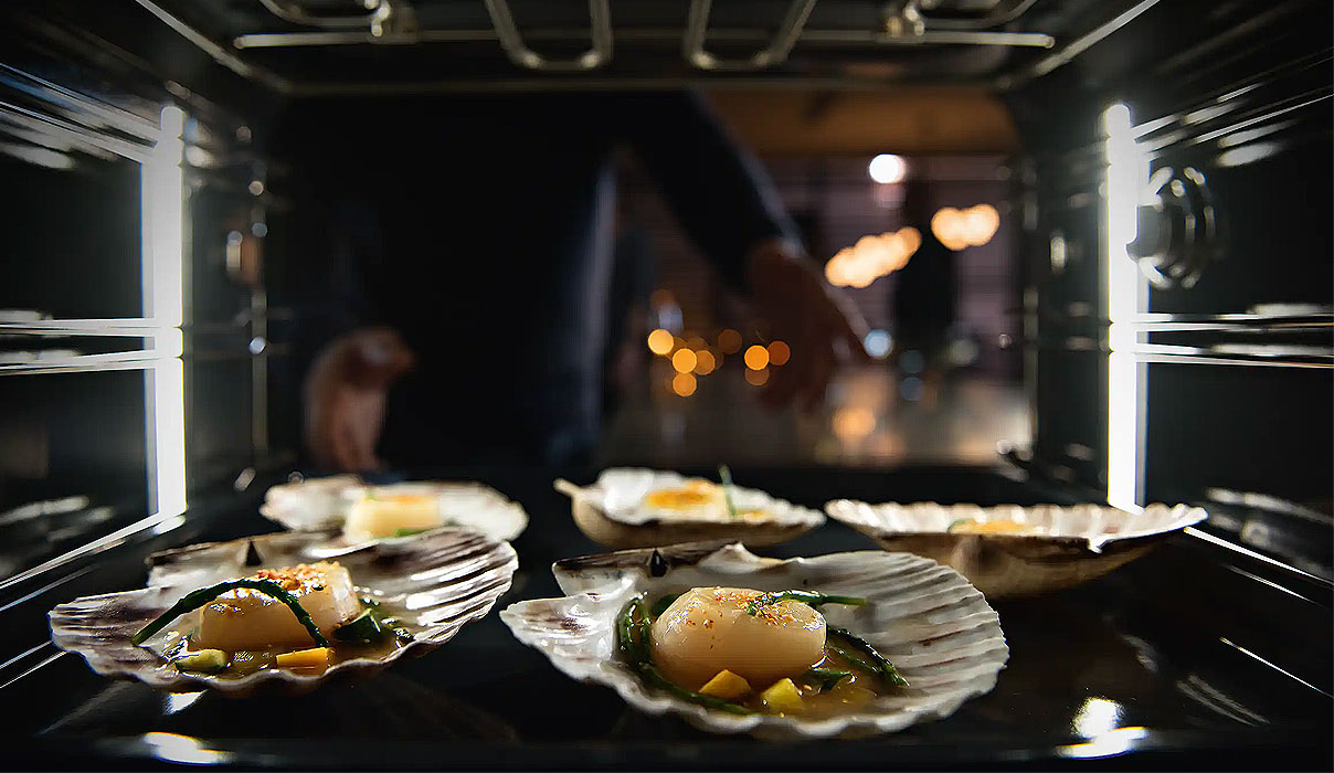 Miele oven MasterChef automatische programmas perfect bereide schelpdieren met elektronische sturing