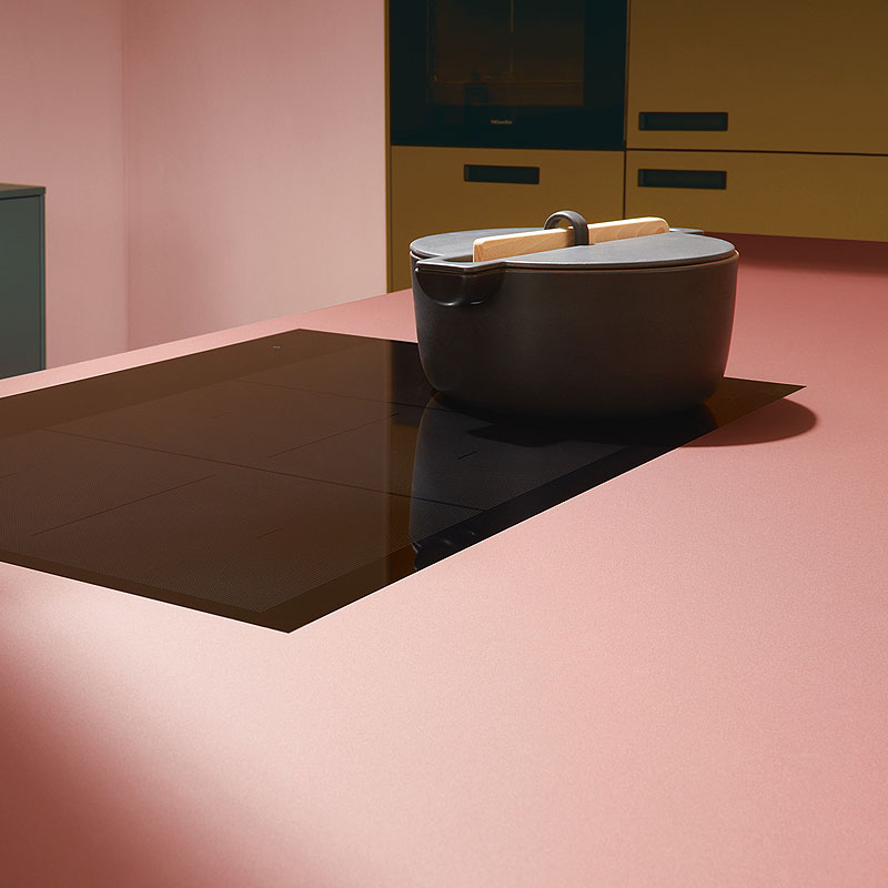 Mat roze werkblad contrast