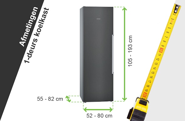 Maten koelkast met 1 deur