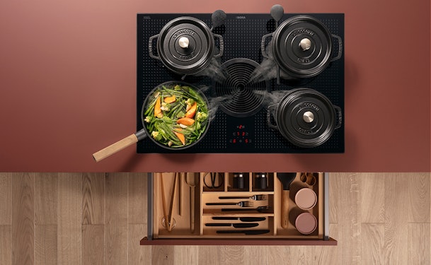 Met de GP4U beschik je onder de kookplaat nog steeds over maximale opbergruimte