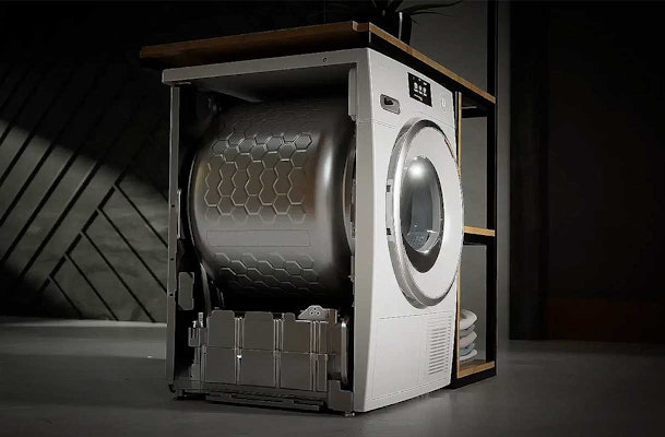 Miele droger met EcoDry technologie in doorsnede
