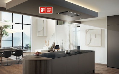 Miele plafondunit afzuigkap discreet weggewerkt in modern keukenplafond