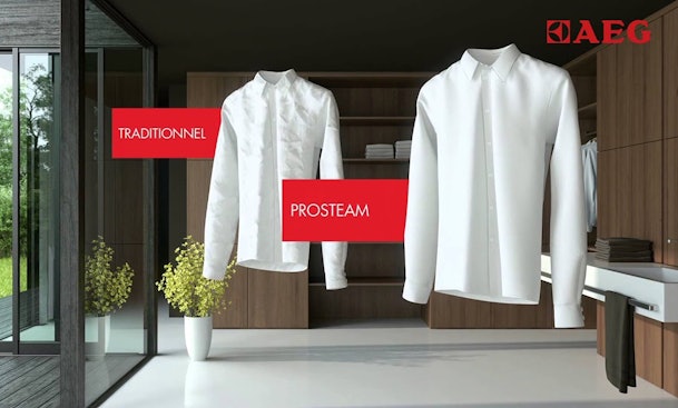 Met AEG ProSteam hoef je minder strijken en wordt je kleding frisser.