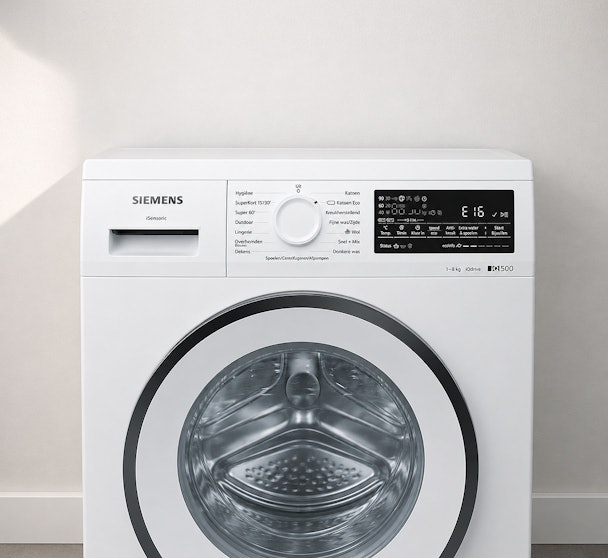 Siemens iSensoric wasmachine met foutcode E16 op het display van het bedieningspaneel