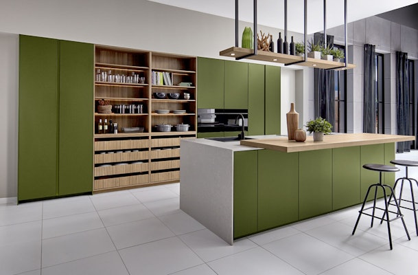 Greeploze moderne mat groene keuken