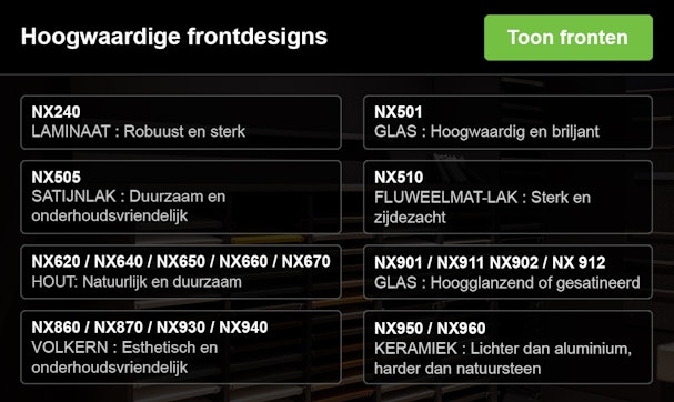 Naamgeving Front-materialen next125