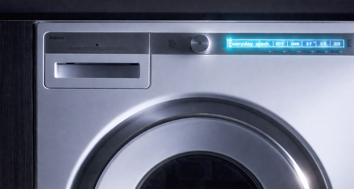 ASKO wasmachine met verlicht display als voorbeeld van stille nachtmodus