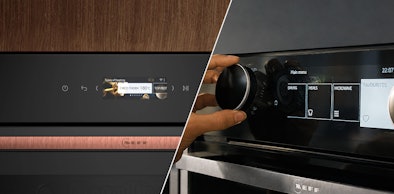 Bediening van de NEFF oven via het touchdisplay of met de magnetische Twist Pad Flex draaiknop