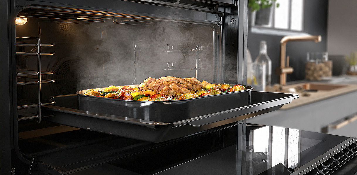 Braadslede met kip en groenten in stomende NEFF oven met Full Steam technologie