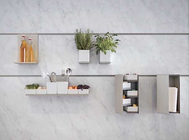 Cube paneelsysteem in de kleur aluminium edelstaalkleurig