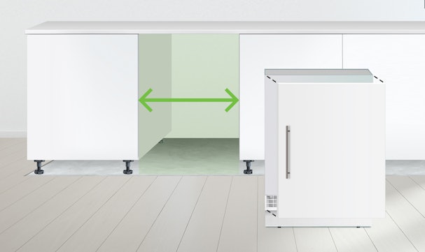 Opmeten van de nisbreedte voor een onderbouw koelkasten