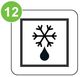 Ovensymbool voor ontdooien met een sneeuwvlok en waterdruppel eronder