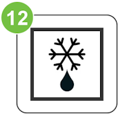 Ovensymbool voor ontdooien met een sneeuwvlok en waterdruppel eronder