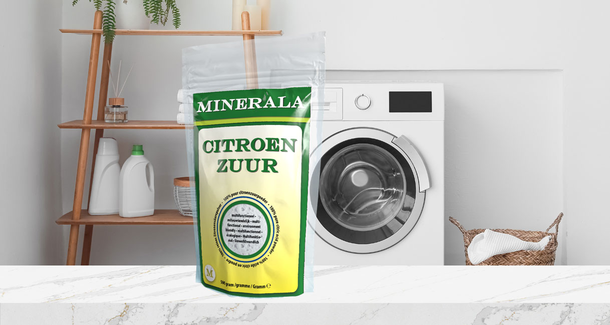 Zak citroenzuur voor het ontkalken van een wasmachine