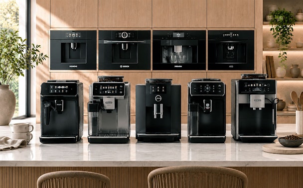 Inbouw- en vrijstaande koffiemachines van Siemens, Bosch, Miele, AEG, Philips, De'Longhi, Jura en Saeco