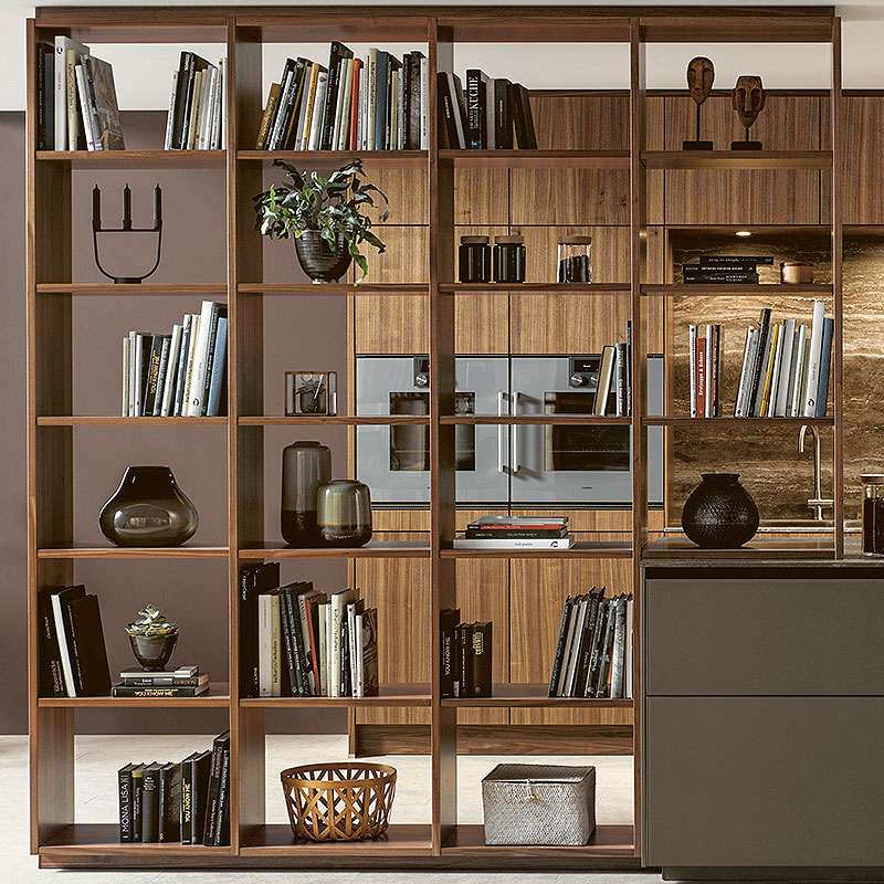 Open boekenkast voor keukenwand